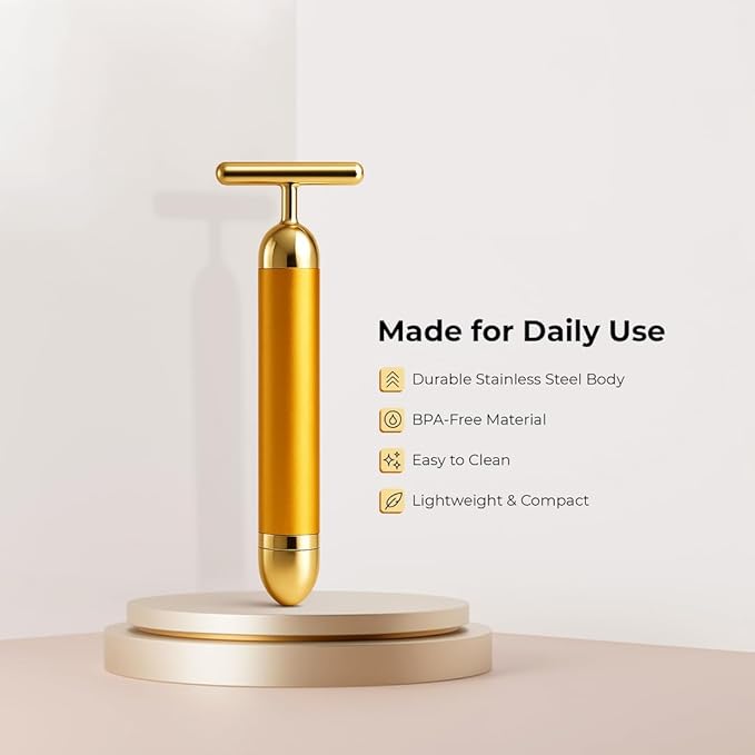 24K Gold Energy Beauty Bar Electric Facial Massage Roller