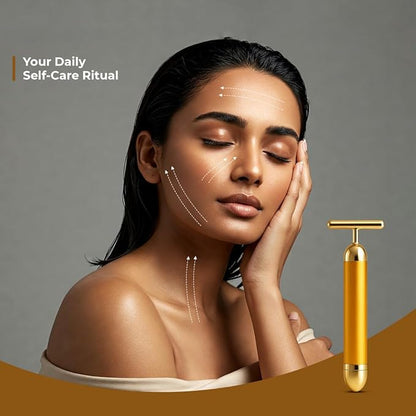 24K Gold Energy Beauty Bar Electric Facial Massage Roller