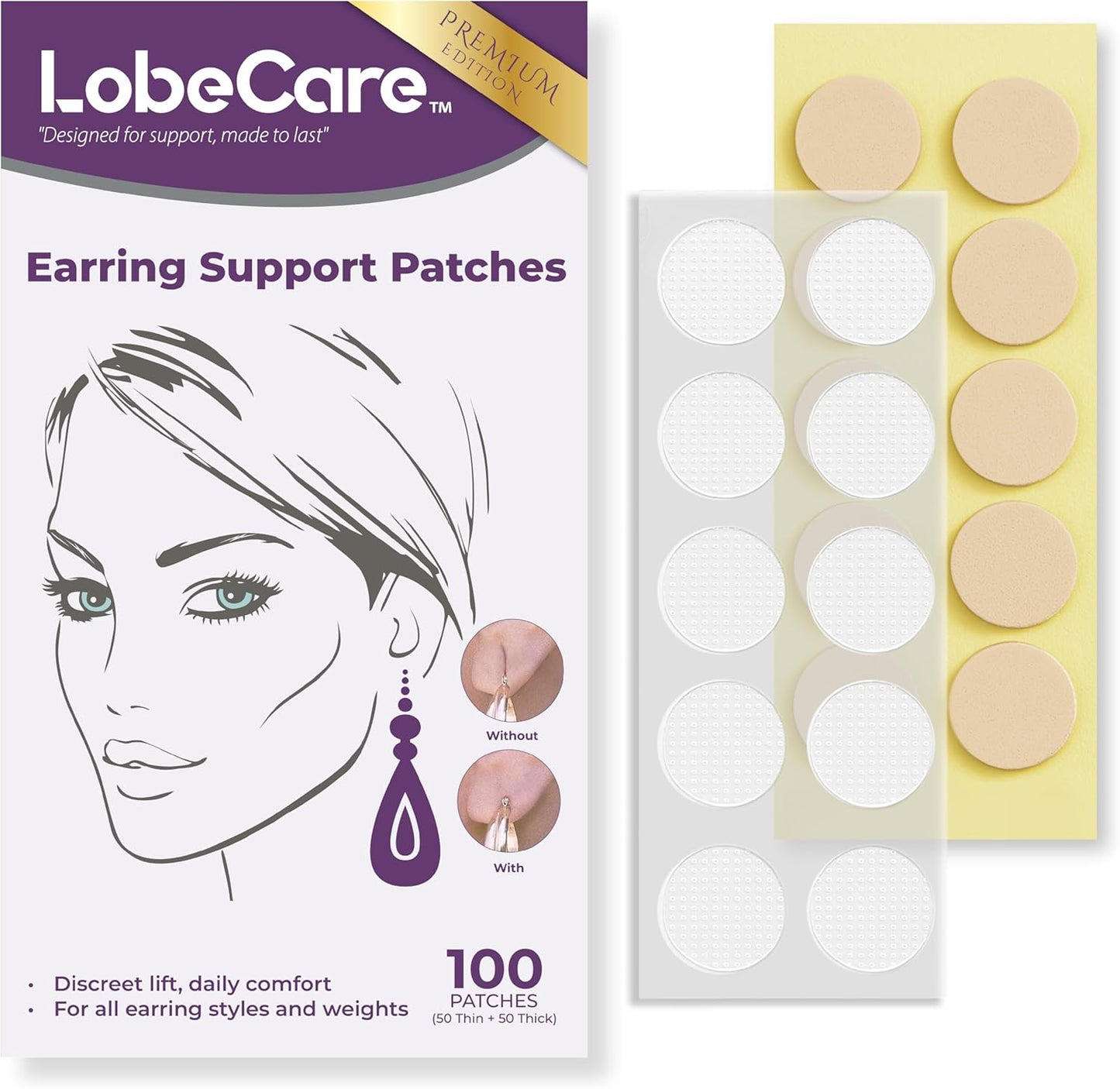 Premium Earlobe Support Patches (100 PCS)