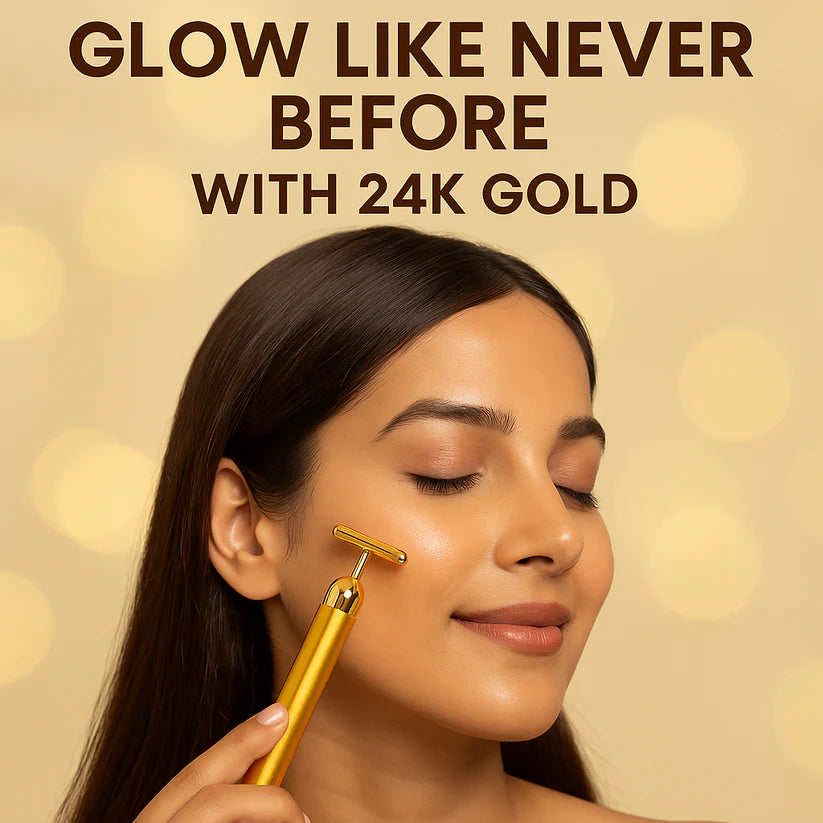 24K Gold Energy Beauty Bar Electric Facial Massage Roller